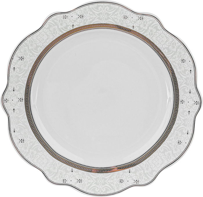 طقم سفرة بورسلان نقش رمادي السيف غاليري، 65 قطعة، دائري - أبيض product image 14
