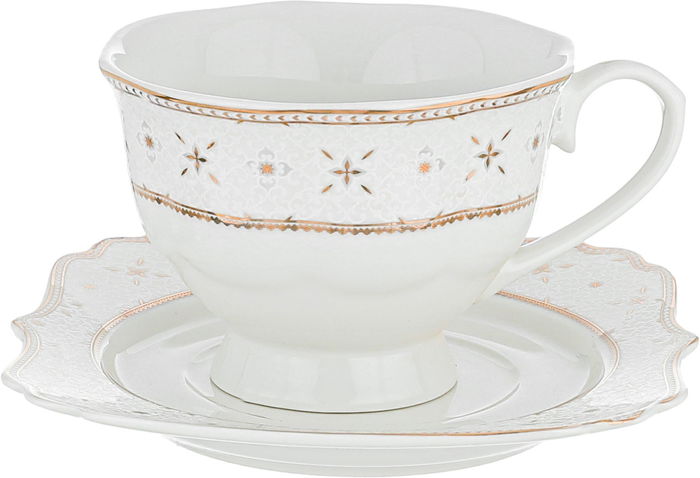 طقم سفرة بورسلان نقش ذهبي السيف غاليري، 65 قطعة، مستطيل - أبيض product image 3