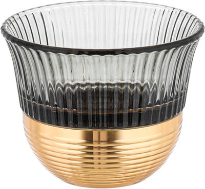 Amber Saudi Coffee Cup Set, Stainless Steel Glass, 12 Pieces, 80ml, Gold Base - Dark Grey Gold product image 2