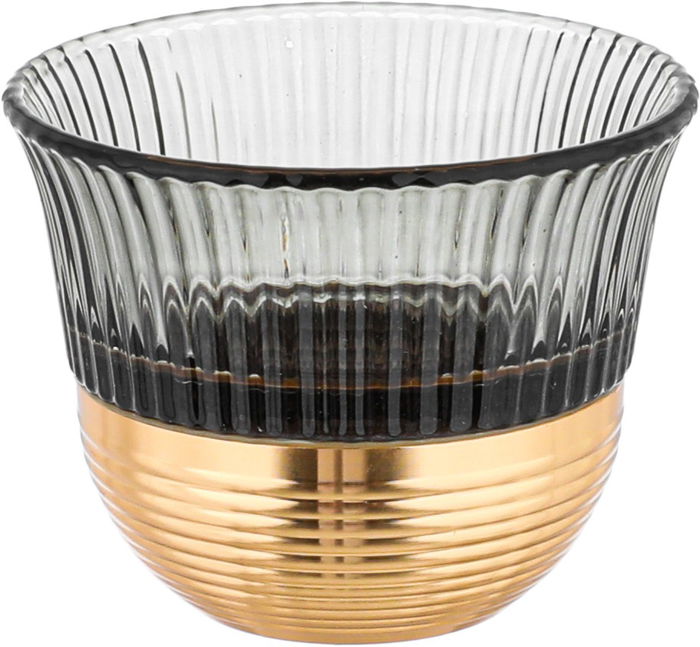 Amber Saudi Coffee Cup Set, Stainless Steel Glass, 12 Pieces, 80ml, Gold Base - Dark Grey Gold product image 2