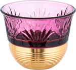 Amber Saudi Coffee Cup Set, Stainless Steel Glass, 12 Pieces, 80ml, Gold Base - Purple Gold product image 2