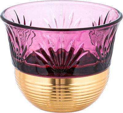 Amber Saudi Coffee Cup Set, Stainless Steel Glass, 12 Pieces, 80ml, Gold Base - Purple Gold product image 2