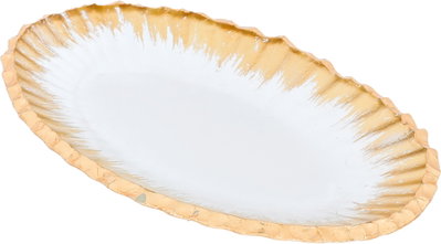 صحن تقديم بيضاوي زجاج السيف غاليري، 31×18×2 سم - أبيض ذهبي product image 2
