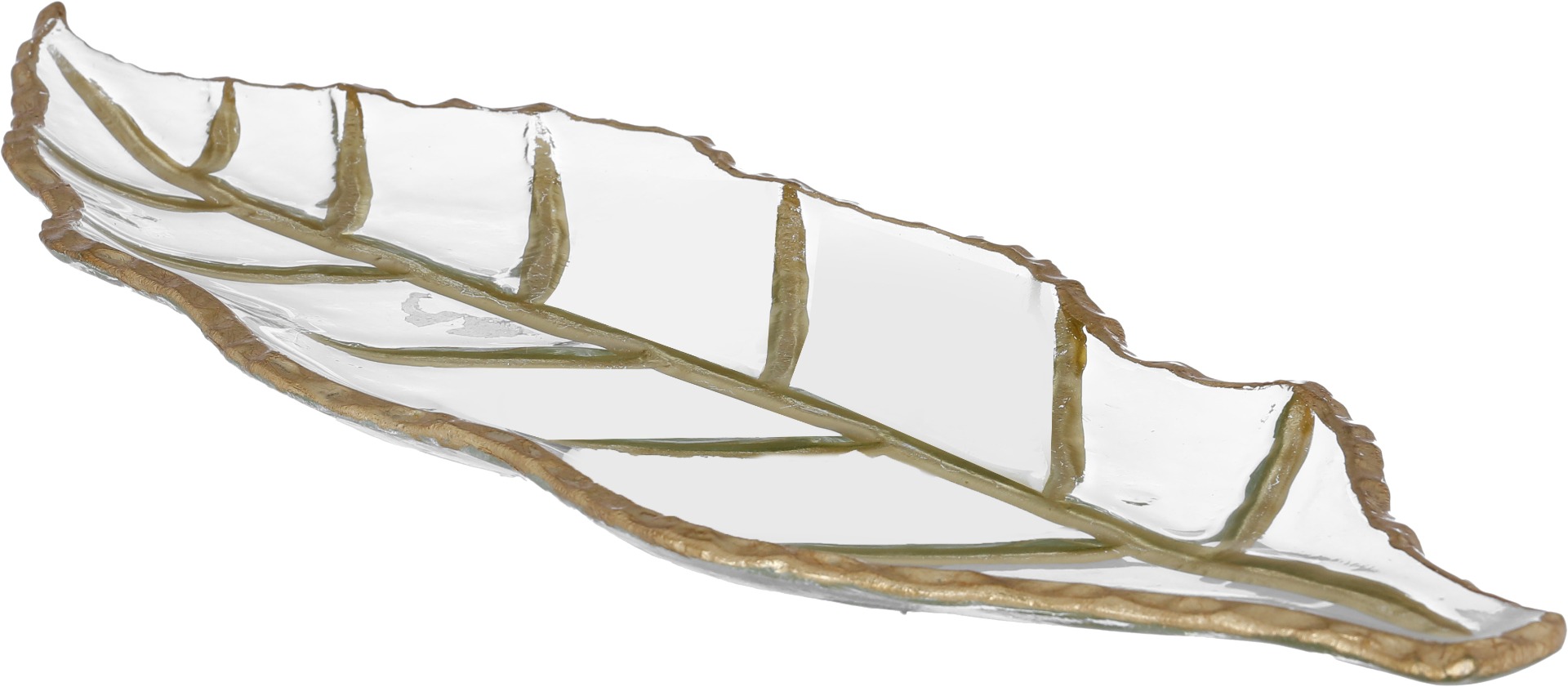 Al Saif Gallery glass sweet dish, 41.5 x 15 x 2.5 cm, leaf shape - transparent product image
