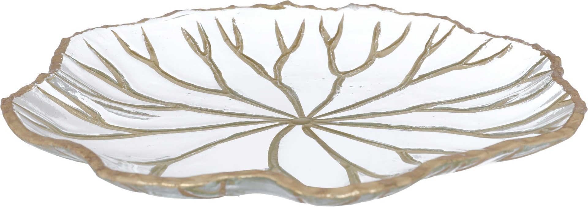 Al Saif Gallery glass dessert dish, 30x30x2.5 cm, circular, golden pattern - transparent product image