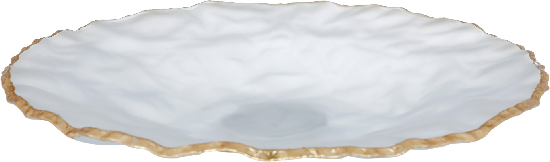 Al Saif Gallery Glass Dessert Dish, 33 X 33 X 2.5 Cm, Round - Clear Gold product image