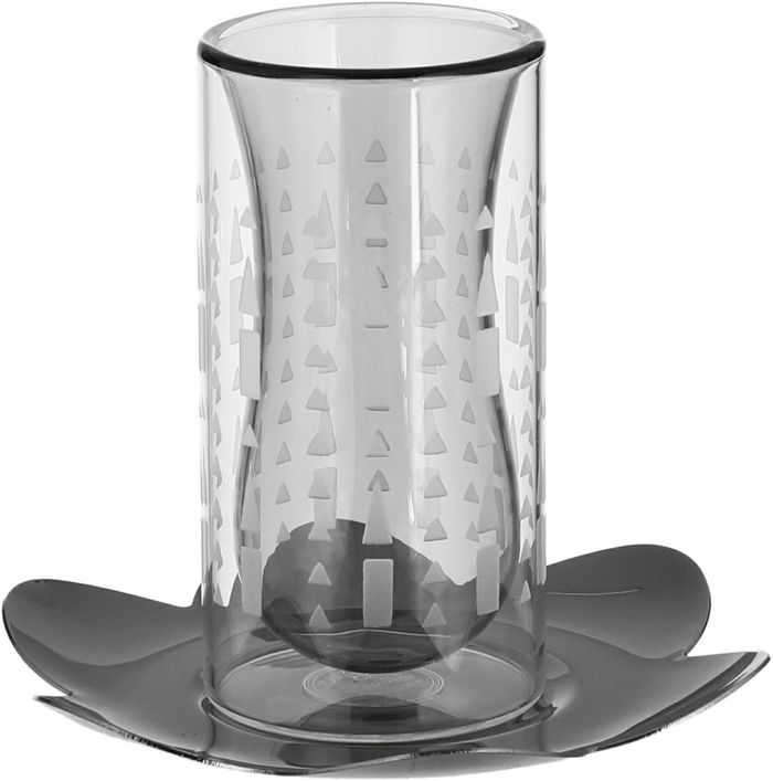 طقم بيالات وفناجين زجاج السيف غاليري، 18 قطعة، مع صحون استيل - اسود فضي product image 2