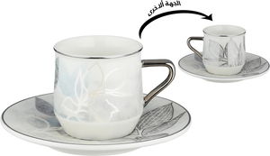 طقم فناجين قهوة تركي بورسلان السيف غاليري، 13سم، 12 قطعة، صحون، مسكة يد - متعدد الألوان product image 2