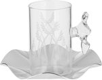 Al Saif Gallery Glass Cups and Saucers Set, 18 Pieces, with Stainless Steel Saucers - Clear Silver product image 3