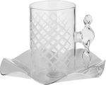 طقم بيالات وفناجين زجاج السيف غاليري، 18 قطعة، مع صحون استيل - شفاف فضي product image 2