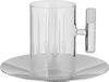 Al Saif Gallery Glass Cups and Saucers Set, 18 Pieces, with Stainless Steel Saucers - Clear Silver product image 3