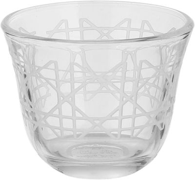 Al Saif Gallery Glass Cups and Saucers Set, 18 Pieces, with Stainless Steel Saucers - Clear Silver product image 3