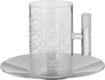 Al Saif Gallery Glass Cups and Saucers Set, 18 Pieces, with Stainless Steel Saucers - Clear Silver product image 2