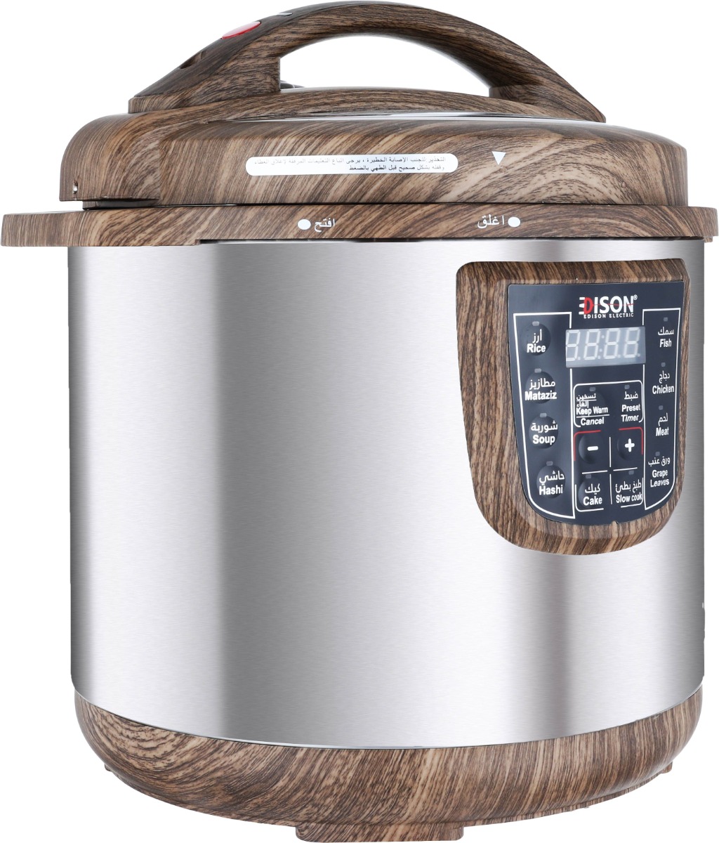 Edison Electric Pressure Cooker with Granite Bowl, 1000W, 6L, 10 Programs, GT601-W/WD1 - Wood silver product image 2
