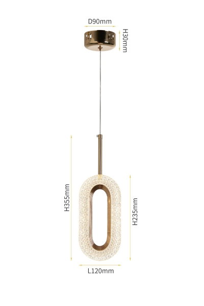 Meshkati modern pendant lighting, oval, 6 watts, 3000 Kelvin - gold product image 5