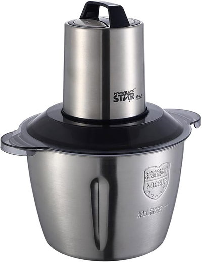 Winning Star ST-5507 Food Chopper, 3 Liters, 300 Watts, 2 Speeds, 4 Blades - Silver Black product image 1