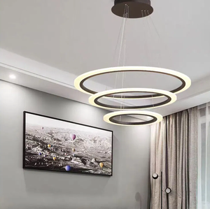 Meshkati Model  Chandelier, 3 rings, 40 x 60 x 80 cm, 3000 Kelvin, 55 Watt, acrylic aluminum - black product image