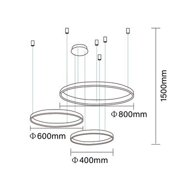 Meshkati Modern chandelier, 3 different sizes, 60 watts, aluminum acrylic - gold product image 4