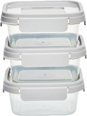 طقم حافظات طعام نيستوبيا بلاستيك لوك اند لوك، 3 قطع، 900 مل، غطاء - اخضر شفاف product image