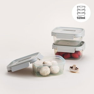 طقم حافظات طعام نيستوبيا بلاستيك لوك اند لوك، 3 قطع، 900 مل، غطاء - اخضر شفاف product image 2