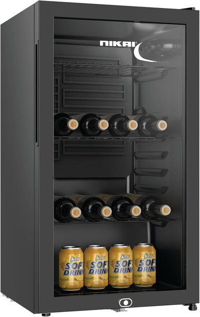 ثلاجة ميني بار نيكاي، 85 لتر، 3 قدم، باب شفاف، NSF120K - اسود product image 1
