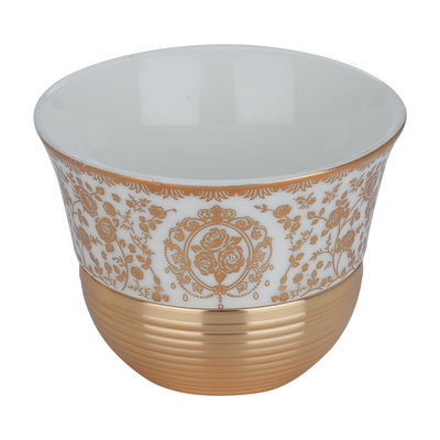 طقم ترامس زجاج وفناجين قهوة وبيالات شاي بورسلان السيف غاليري، 52 قطعة - أبيض ذهبي product image 5