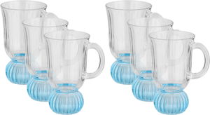 طقم أكواب زجاج السيف غاليري، 6 قطع، قاعدة أزرق، مسكة يد - شفاف أزرق product image