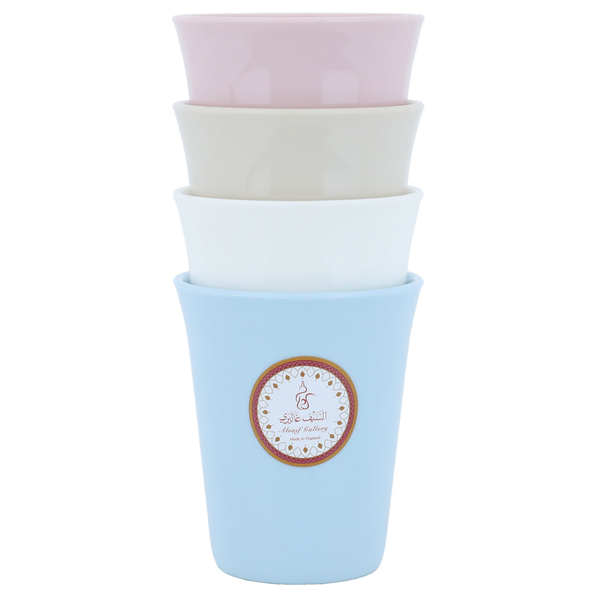 Al Saif Gallery plastic cups set, 0.25 litres, 4 pieces - multi-colour product image