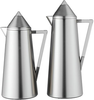 Al Saif Gallery Al Dana Thermos Set, 2 Pieces, 0.7/1 Liter, Glass Inner Material, Transparent Handle, Press Lid - Silver product image 2