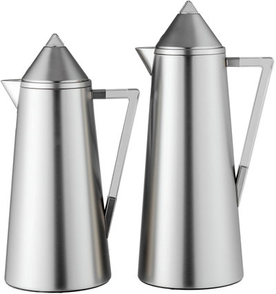 Al Saif Gallery Al Dana Thermos Set, 2 Pieces, 0.7/1 Liter, Glass Inner Material, Transparent Handle, Press Lid - Silver product image 2