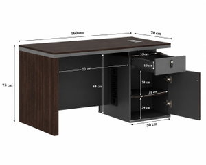 مكتب إداري خشب MDF، 160x70x75 سم - بني غامق رمادي product image 2