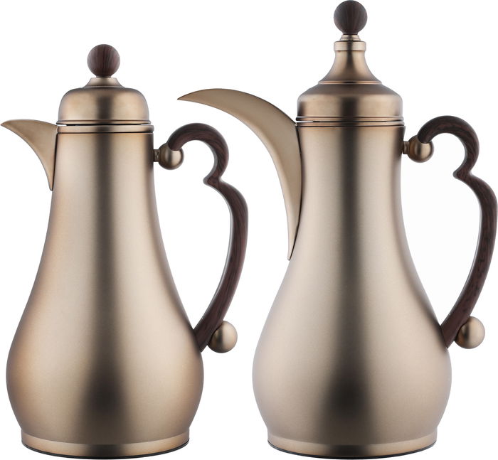 Al Saif Gallery Al Asalah Thermos Set, 1 + 1 Liter, 2 Pieces, Inner Glass Case, Stainless Steel Outer Body - Dark Bronze product image 2