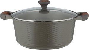 طقم قدور داي كاست الومنيوم روبوست، 7 قطع، غطاء زجاج، يد سيليكون - رمادي product image 2