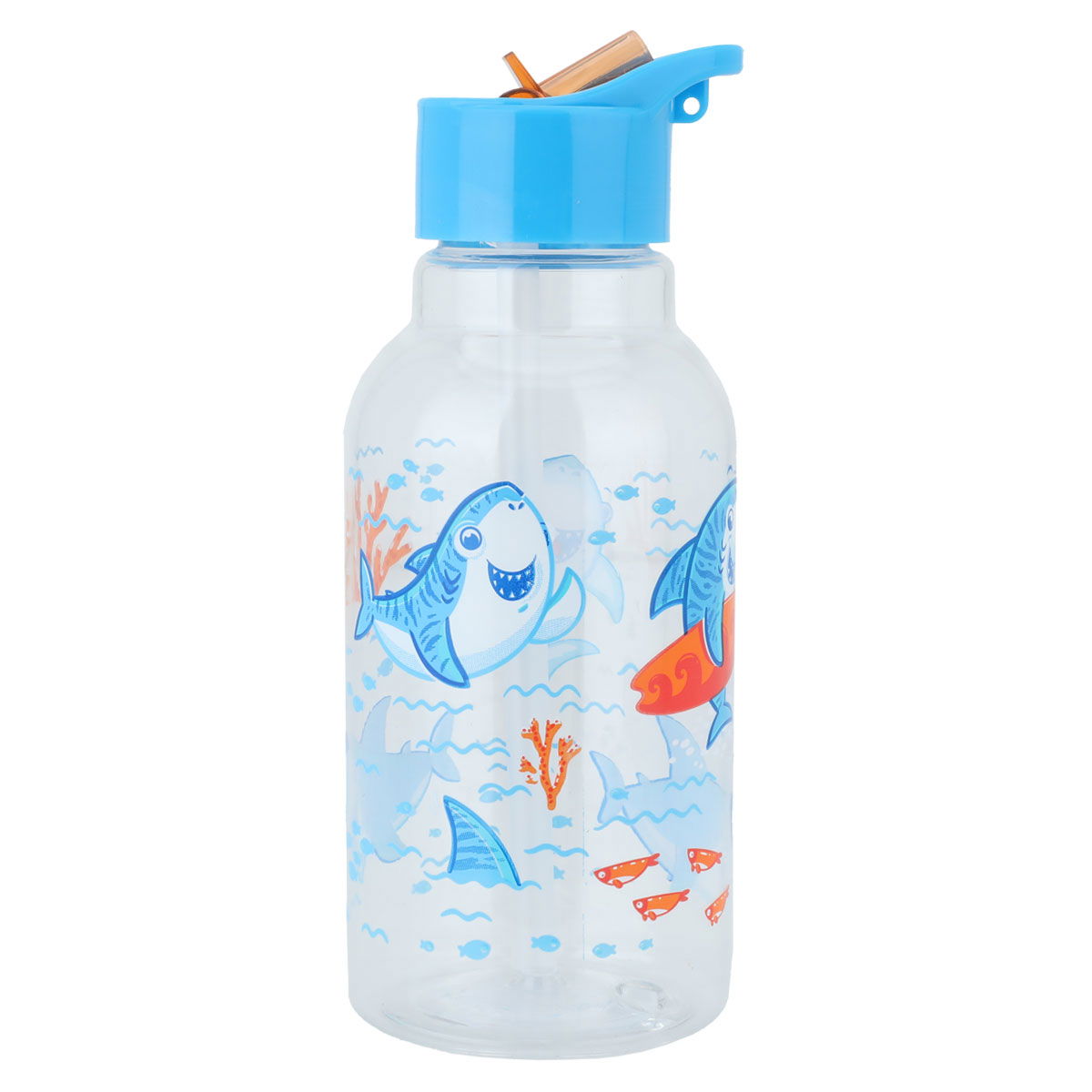 Al Saif Gallery plastic bottle, 460 ml, shark drawing, blue-transparent lid product image
