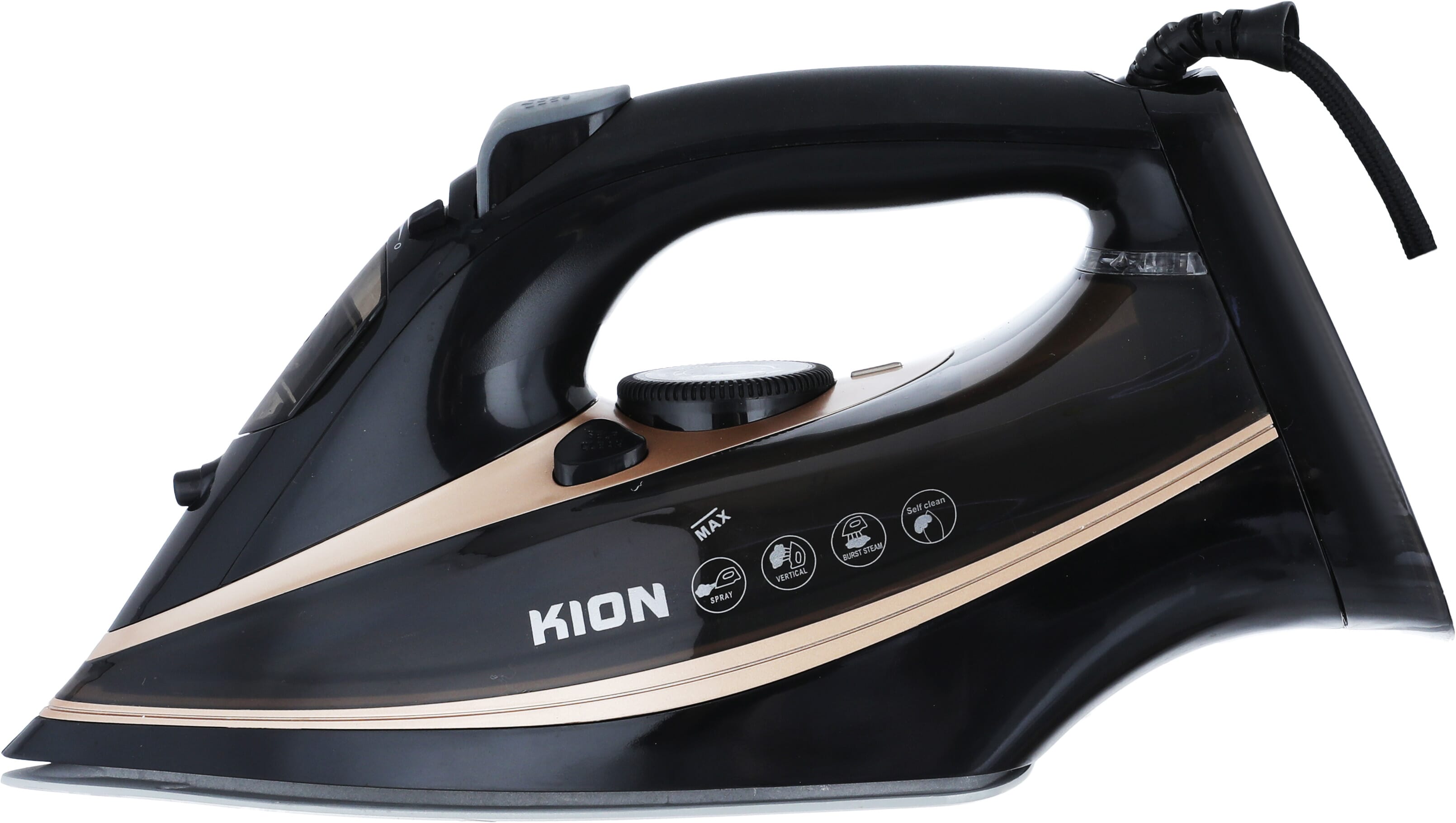 Kion KGC1001 Steam Iron, 2200 Watt, 380 Ml, Ceramic Soleplate - Black product image 3