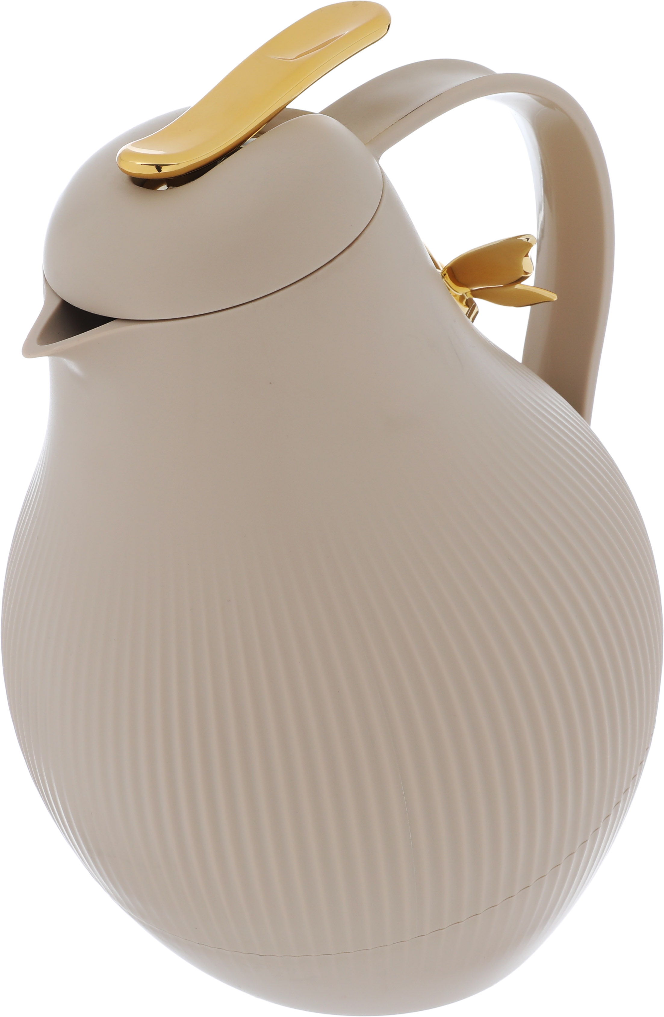 Al Saif Gallery Dora thermos, 1.5 liters, golden butterfly, thermal glass inner container, plastic outer shell - light brown product image 3