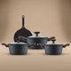 طقم قدور جرانيت بغطاء زجاج روبوست، يد خشب، 7 قطع - اسود product image 1