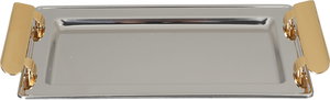 Al Saif Gallery Steel Serving Tray, 30x18.5x1 cm - Silver Gold product image 2