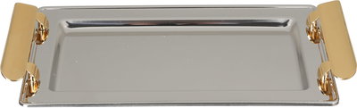 Al Saif Gallery Steel Serving Tray, 30x18.5x1 cm - Silver Gold product image 2