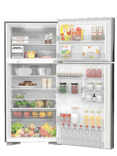 ثلاجة نوفروست هيتاشي، 550 لتر، انفرتر، فريزر علوي، R-V725PS7K-1PSV(ME) - فضي product image 5