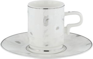 Al Saif Gallery Turkish Porcelain Coffee Cup Set, 12 Pieces, Saucers - White Silver product image 2