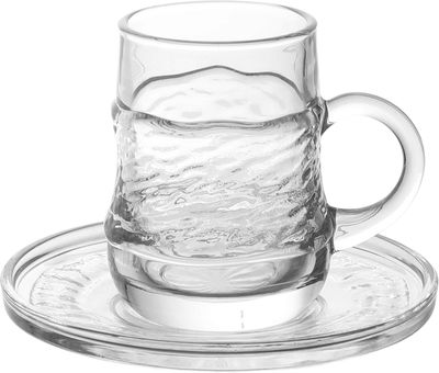 طقم فناجين وبيالات مع صحون زجاج، 36 قطعة - شفاف product image 3