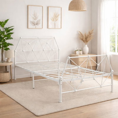 سرير هيكل حديد، 190×70×86 سم - أبيض product image 6