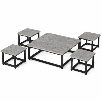 طقم طاولات خشب MDF و معدن، 5 قطع - رمادى اسود product image 3