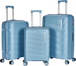 طقم شنط سفر بولي بروبيلين ليمرا، 3 مقاسات، 4 عجلات، بزاوية 360 درجة، LMA-PP507-3PCS - ازرق product image