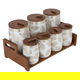 طقم علب بهارات بورسلان بغطاء وستاند خشب السيف غاليري، 7 قطع - أبيض product image 2