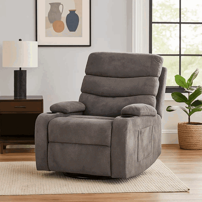 Fabric Swivel Reclining Chairs, 100×80×50 Cm - Grey product image 1