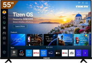 تلفزيون ذكي نيكاي، 55 بوصة، دقة 4K UHD، Tizen (مدعوم من سامسونج)، واي فاي، منفذين HDMI USB ثلاث منافذ، 55QTZN4KSLED1 - أسود product image