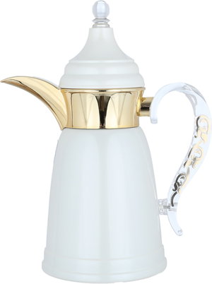 Al Saif Gallery Qamar Thermos Dallah, 0.35 L, Transparent Handle, Stainless Steel Inner Case, Stainless Steel Outer Body - Pearl Gold product image 2