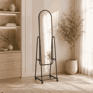 مراية ستاند زجاج، 158×48 سم، ستاند معدن - اسود product image